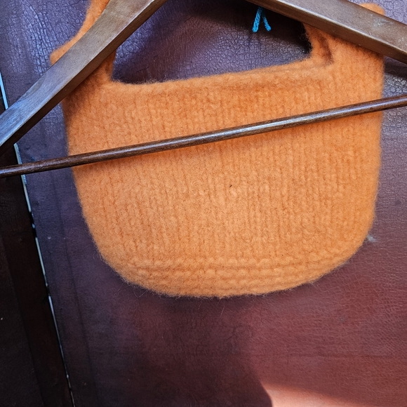 Felted Orange Bag With Flowers - Picture 2 of 3